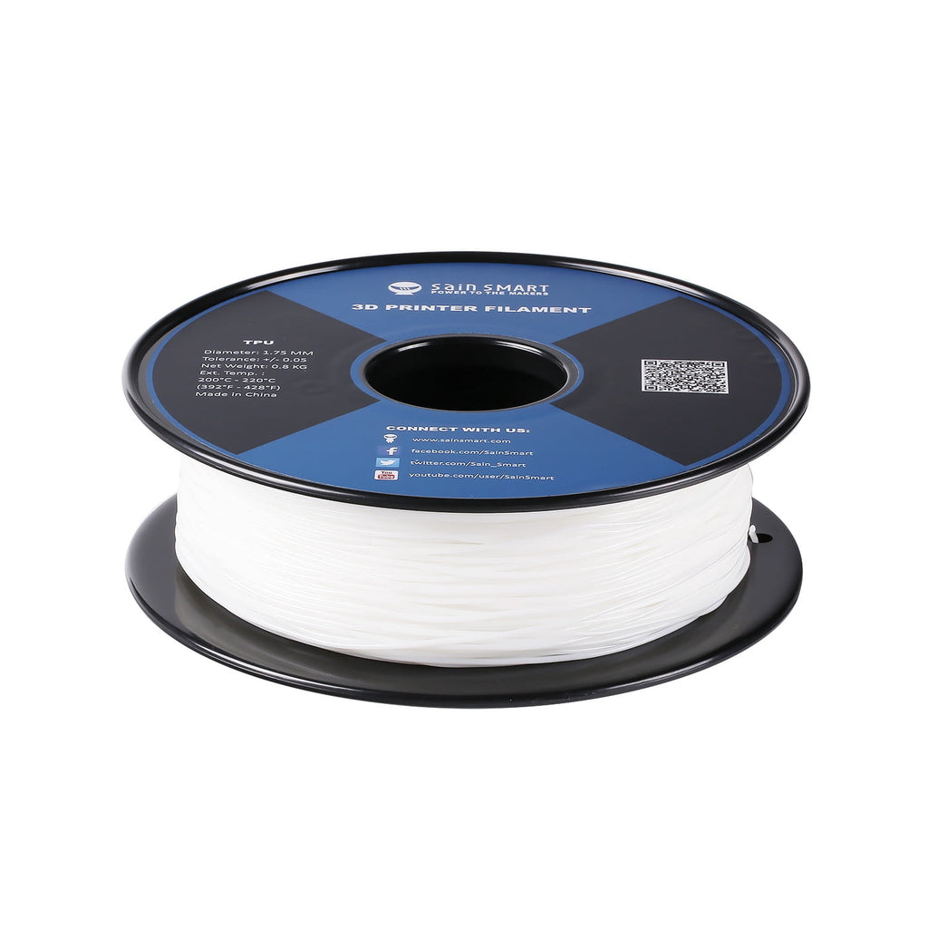 SainSmart White Flexible TPU 3D Printing Filament, 1.75 mm, 0.8 kg, Dimensional Accuracy +/- 0.05 mm