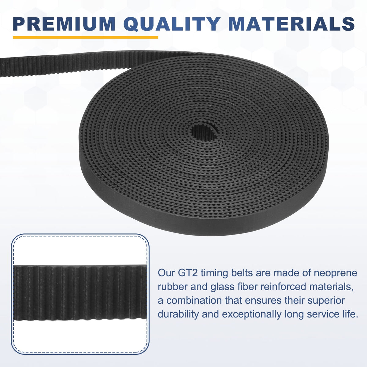 Uxcell Rubber 2GT Timing Belt 10x5000mm 2mm Pitch 2mm Thick Black Open Loop Pulley Timing Belt for 3D Printer