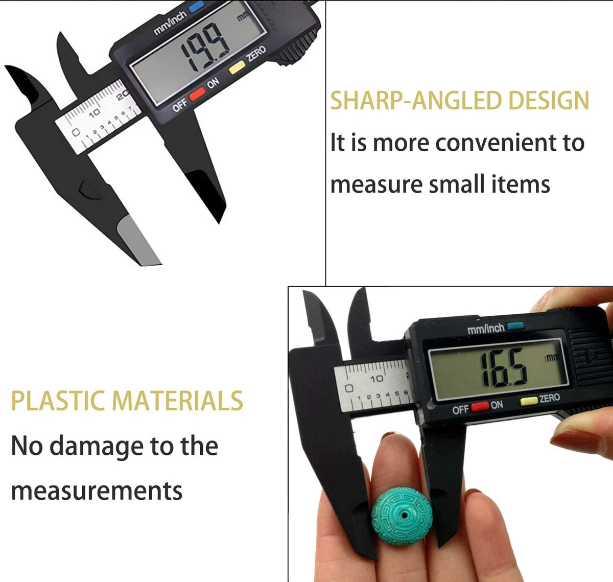 Digital Calipers 0-6 inch/150mm Electronic Vernier Caliper with LCD Screen, Inch/Metric Conversion, Auto Off - Plastic Insulated Jaws for Safe DIY, Jewelry, Craft & Home Measurement