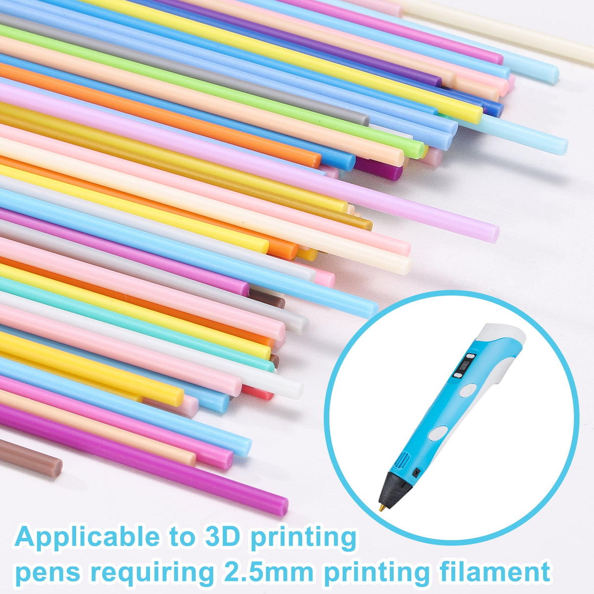 Uxcell 100 Pcs 3D Pen Refills, Low Print Temperature Filament 2.5mm x 15cm PCL Printer Filament Refill Packs, Only Support for 3D Pen, Pink