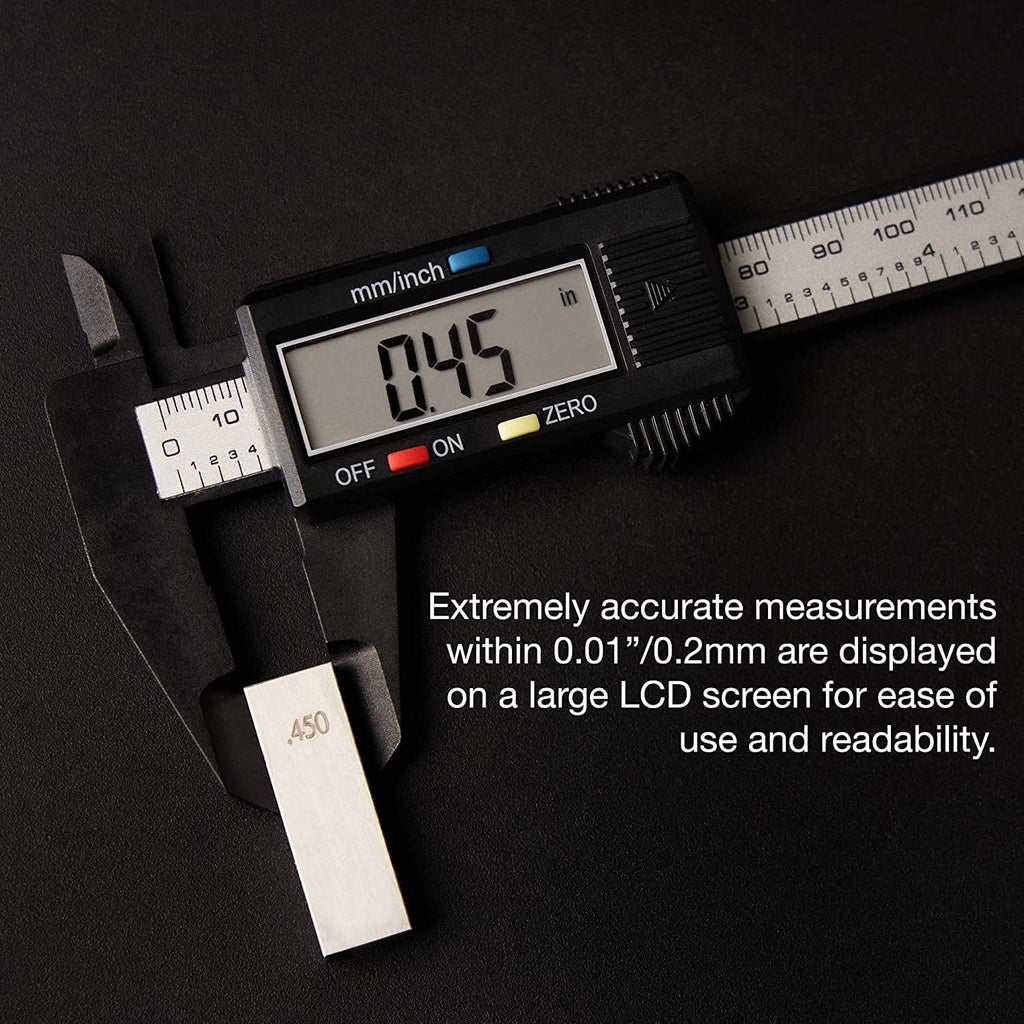 NEIKO 01417A 6” Digital Caliper | Electronic Measuring Tool | Range of 0-6”or 0-150mm | Inch and Millimeters | Large LCD Display | External and Internal Measuring Jaw | Zero Setting and Auto Off