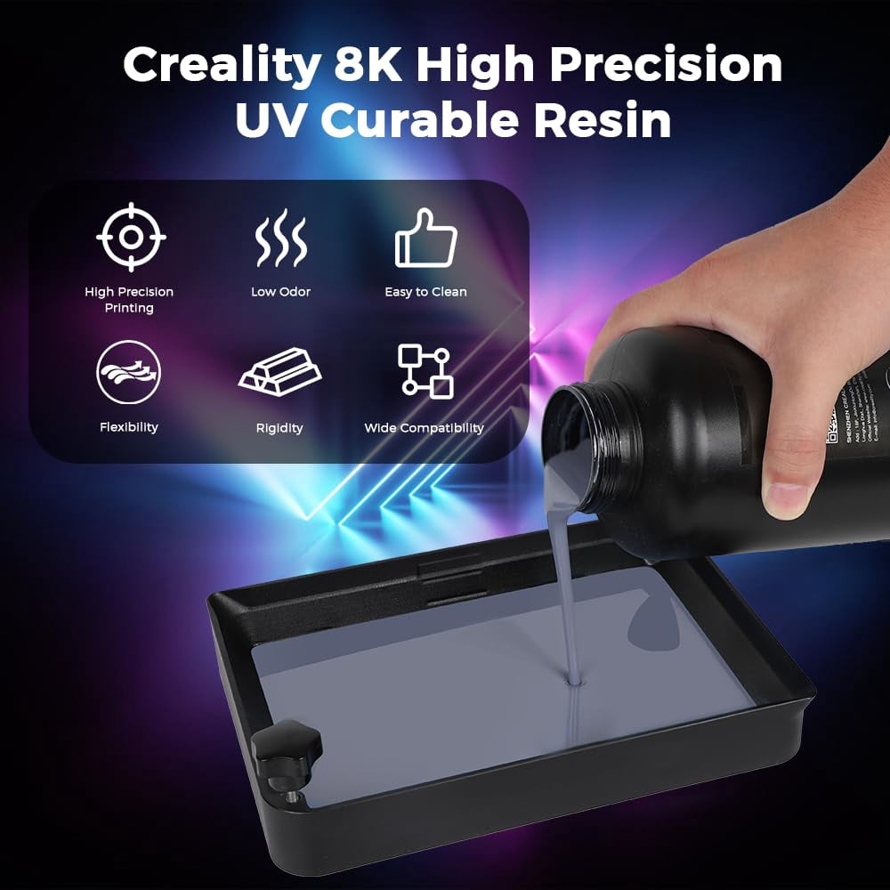 Official 8K 3D Printer Resin，1kg High Precision 405nm UV-Curing Resin Low Shrinkage, Excellent Fluidity Standard Photopolymer Resin for LCD DPL 3D Printing, Blue