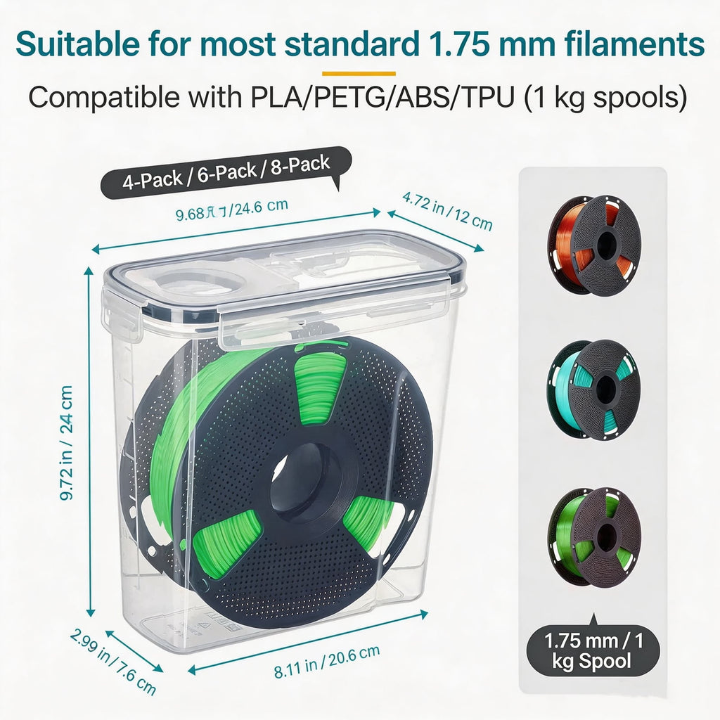 3D Printer Supply Storage Box with Clear Body and Lid for Identification without Opening the Storage Box