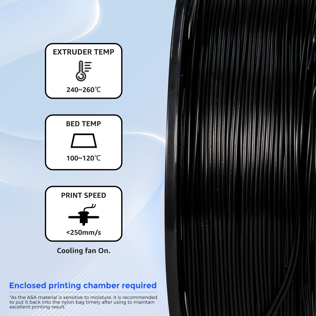 Flashforge ASA Filament 1.75mm, 1KG/2.2lbs UV Resistant ASA 3D Printer Filament with Satin Finish, White