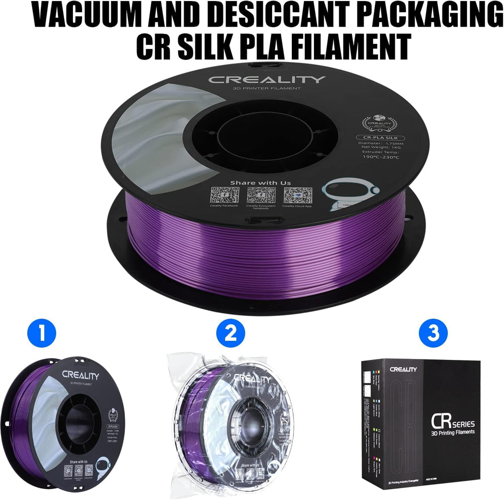 Creality 3D Printing Silk PLA Filament 3D Printer Gold Silver Shiny Filaments 1.75mm Neatly Wound Dimensional Accuracy +/- 0.03 mm Silk Smooth Printing 2.2lbs for Most 3D Printers