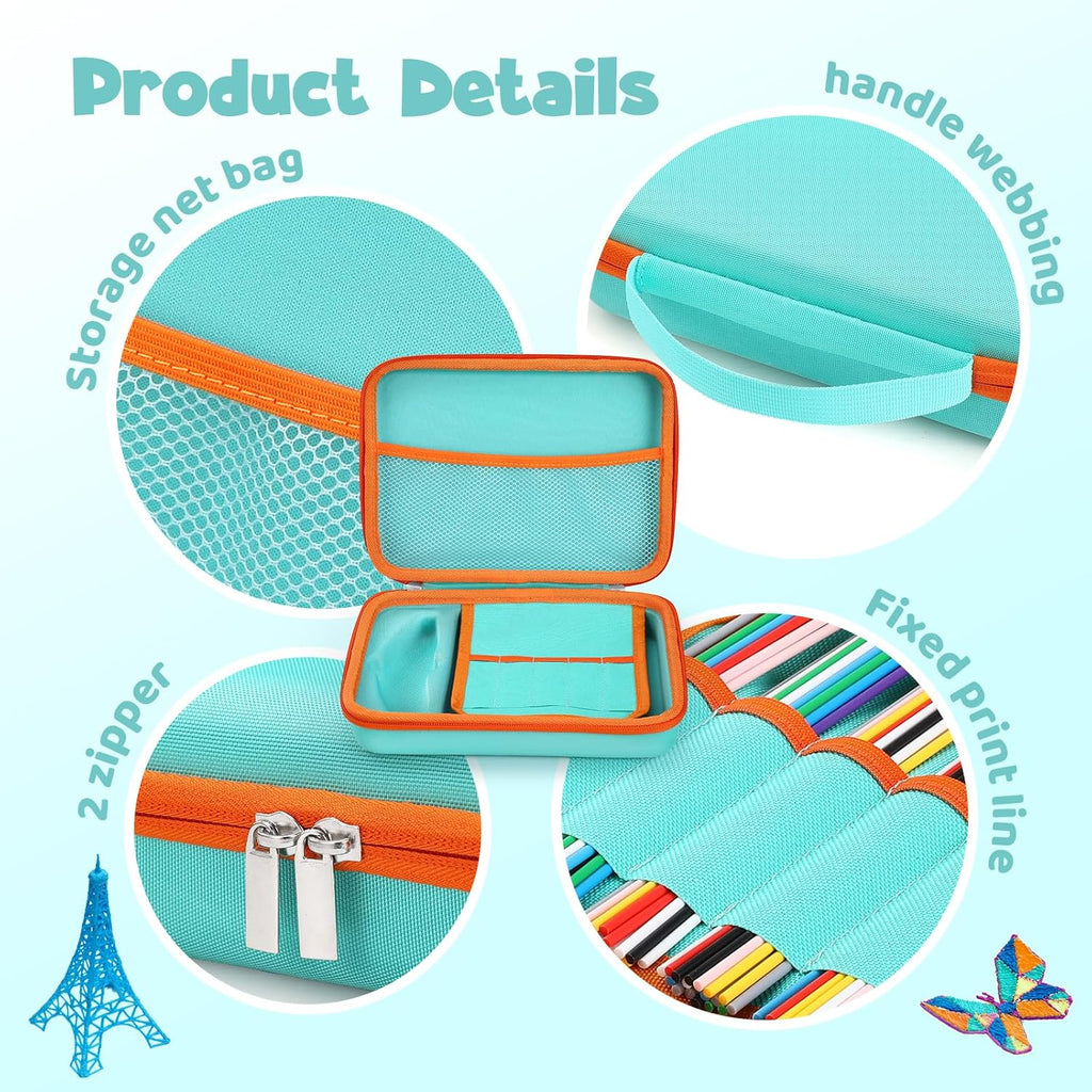 Hard Case Compatible with 3Doodler Start+ Essentials (2023) for 3D Pen Set for Kids, Art Activity Set Carrier Case for Printing Filament Refill and USB Charger,Blue (Box Only)