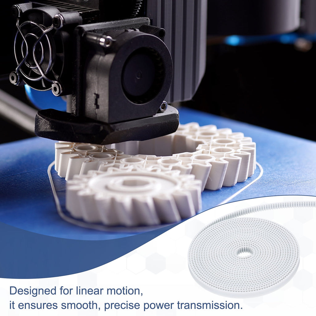 Uxcell Polyurethane PU Steel Cord 2GT Timing Belt 6x2000mm2mm Pitch 2mm Thick White Open Loop Pulley Timing Belt for 3D Printer