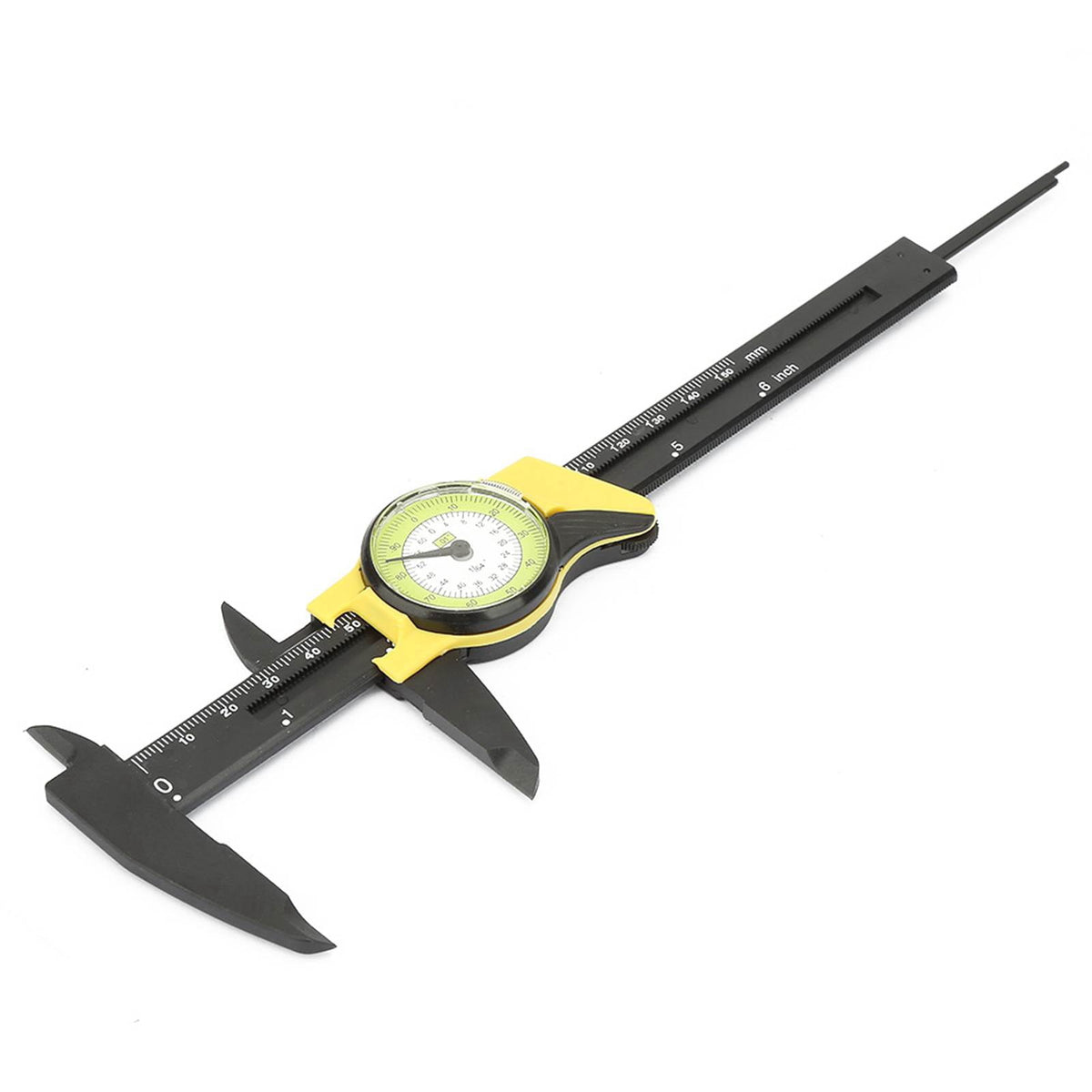 0-150mm Plastic Dial Vernier Caliper Ruler Gauge Roofessional Measure Tool (Yellow)