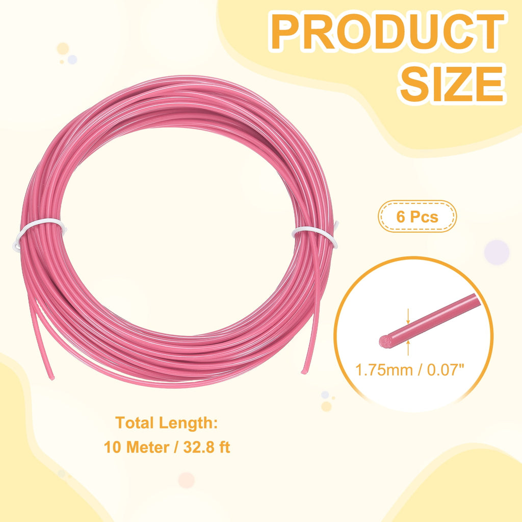 Uxcell 3D Pen Filament 6Pcs 1.75mm Total Length 196.8 Feet Fluorescent Rose PLA, 3D Pen Filament Refills Low Warping, for Creating Pictures Printed Model Printing Pen