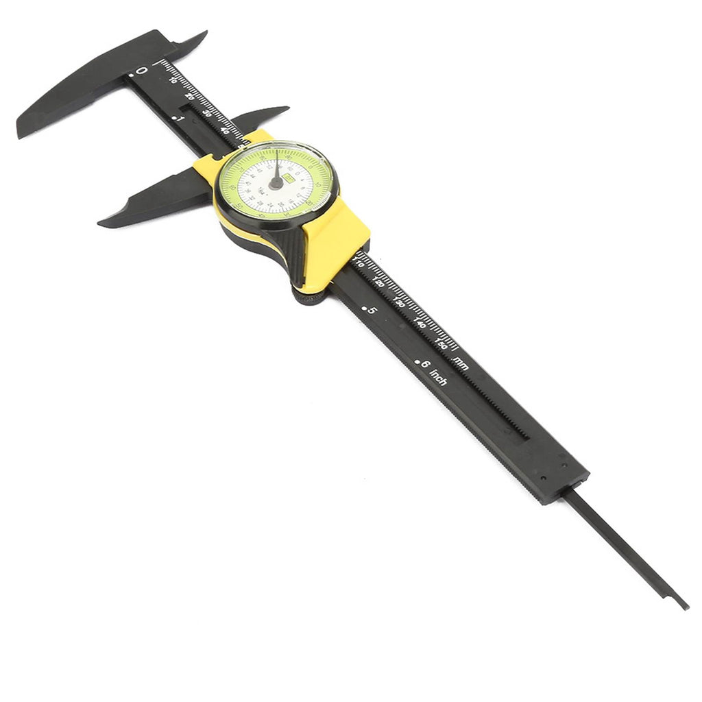 0-150mm Plastic Dial Vernier Caliper Ruler Gauge Roofessional Measure Tool (Yellow)