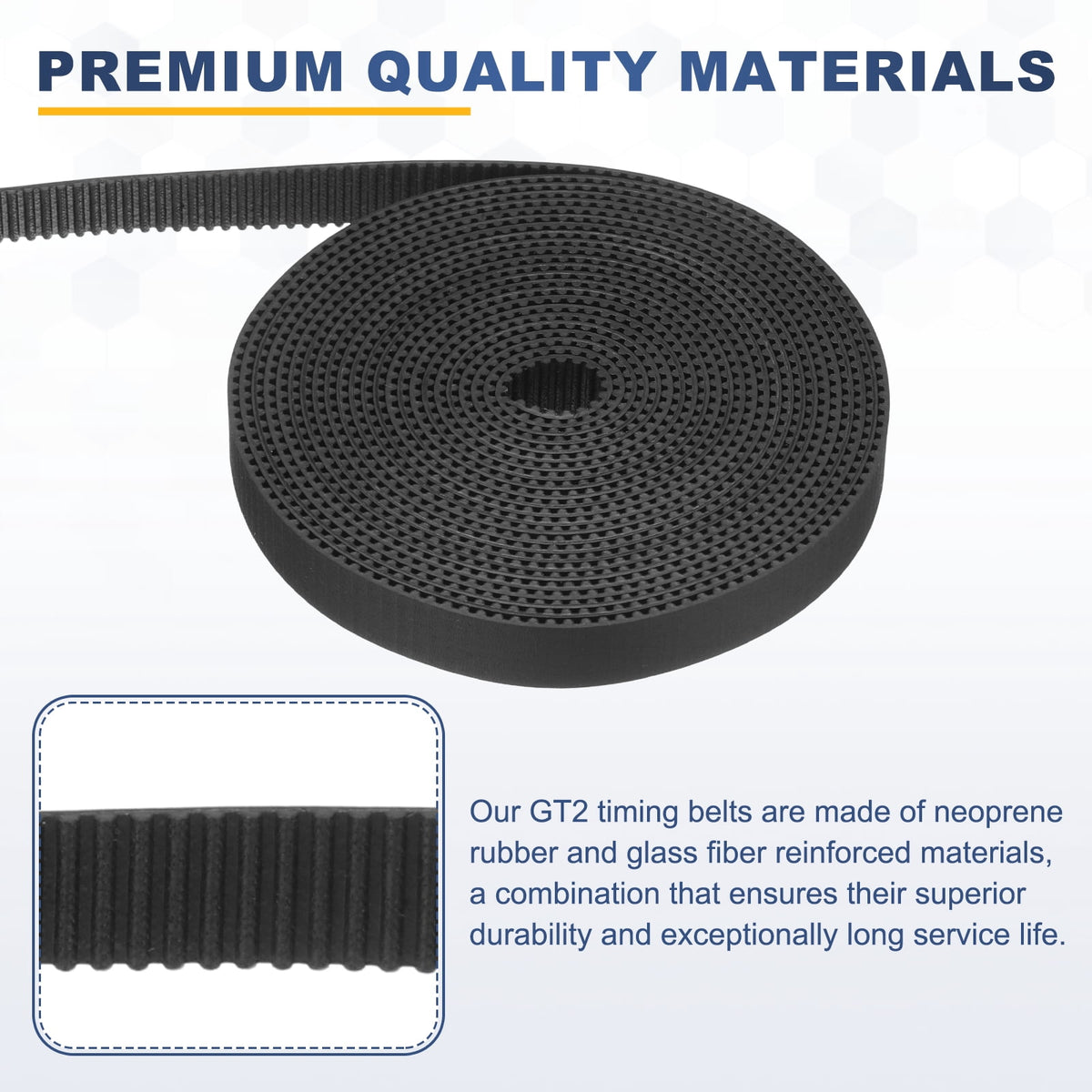 Uxcell Rubber 2GT Timing Belt 10x2000mm 2mm Pitch 1.5mm Thick Black Open Loop Pulley Timing Belt for 3D Printer