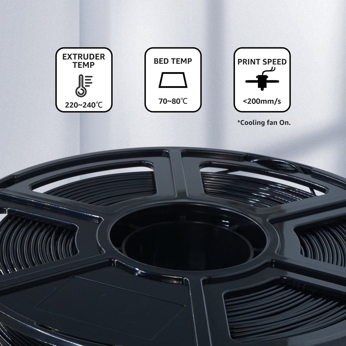 Flashforge PETG Filament 1.75mm, 1KG/2.2lbs PETG 3D Printer Filament, Black