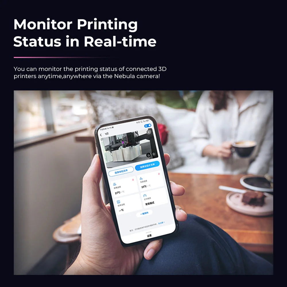 Creality Official 3D Printer Nebula Camera Night Vision Function Remote Monitoring WiFi Connection Auto Generate Time-lapse Photography Live Camera 24-Hour 3D Print Monitoring for 3D Printer Ender-3