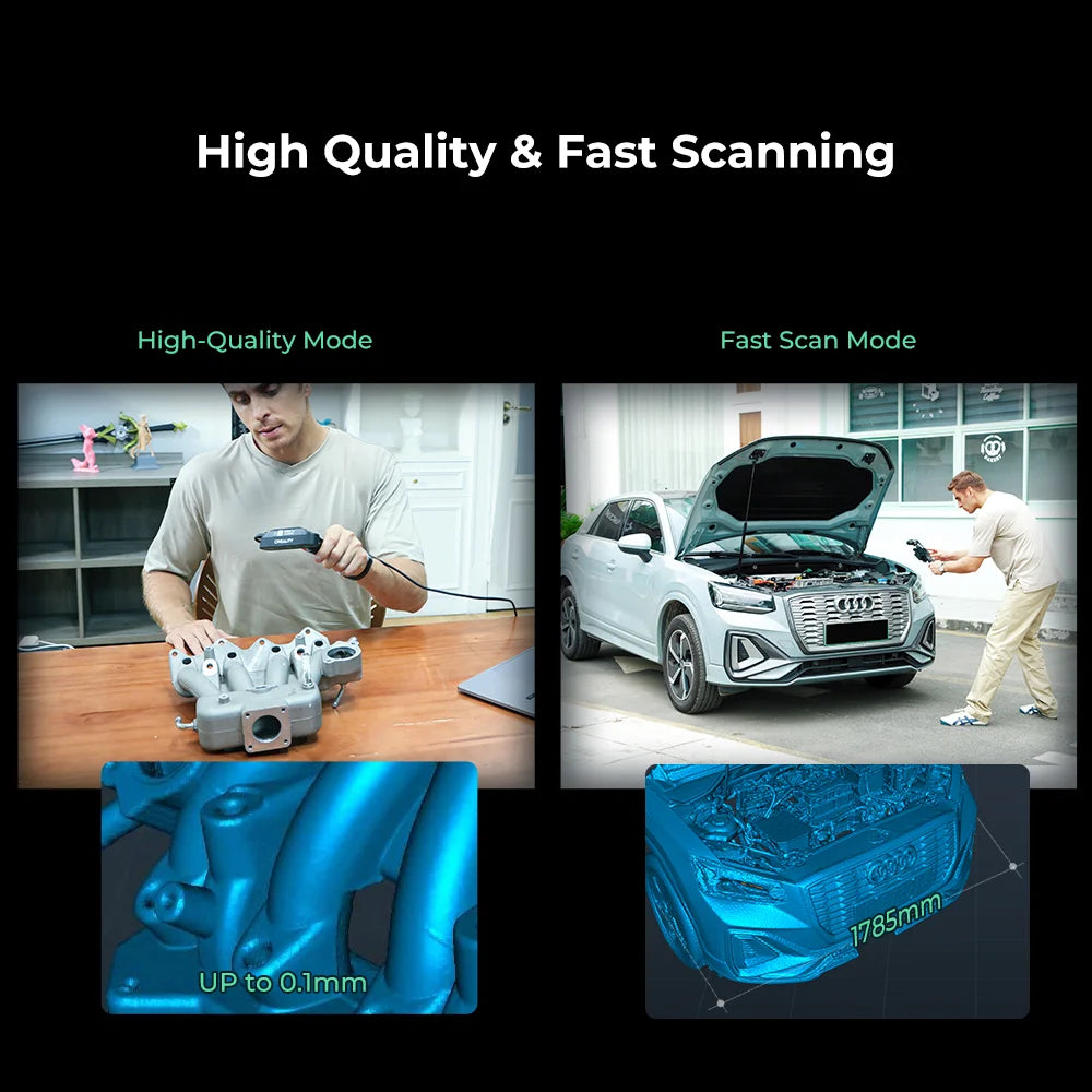 Creality CR-Scan Ferret Pro 3D Scanner for 3D Printing & Modeling, Fast Scan with 0.1 MM Accuracy ASIC Chipset Full-Color Scanning Portable Handheld Scanner for iOS Mac Win 10 11 Android