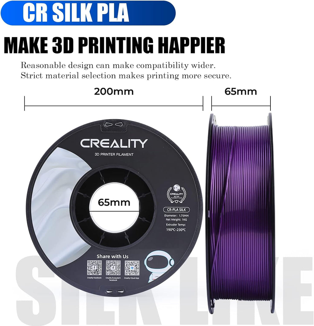 Creality 3D Printing Silk PLA Filament 3D Printer Gold Silver Shiny Filaments 1.75mm Neatly Wound Dimensional Accuracy +/- 0.03 mm Silk Smooth Printing 2.2lbs for Most 3D Printers