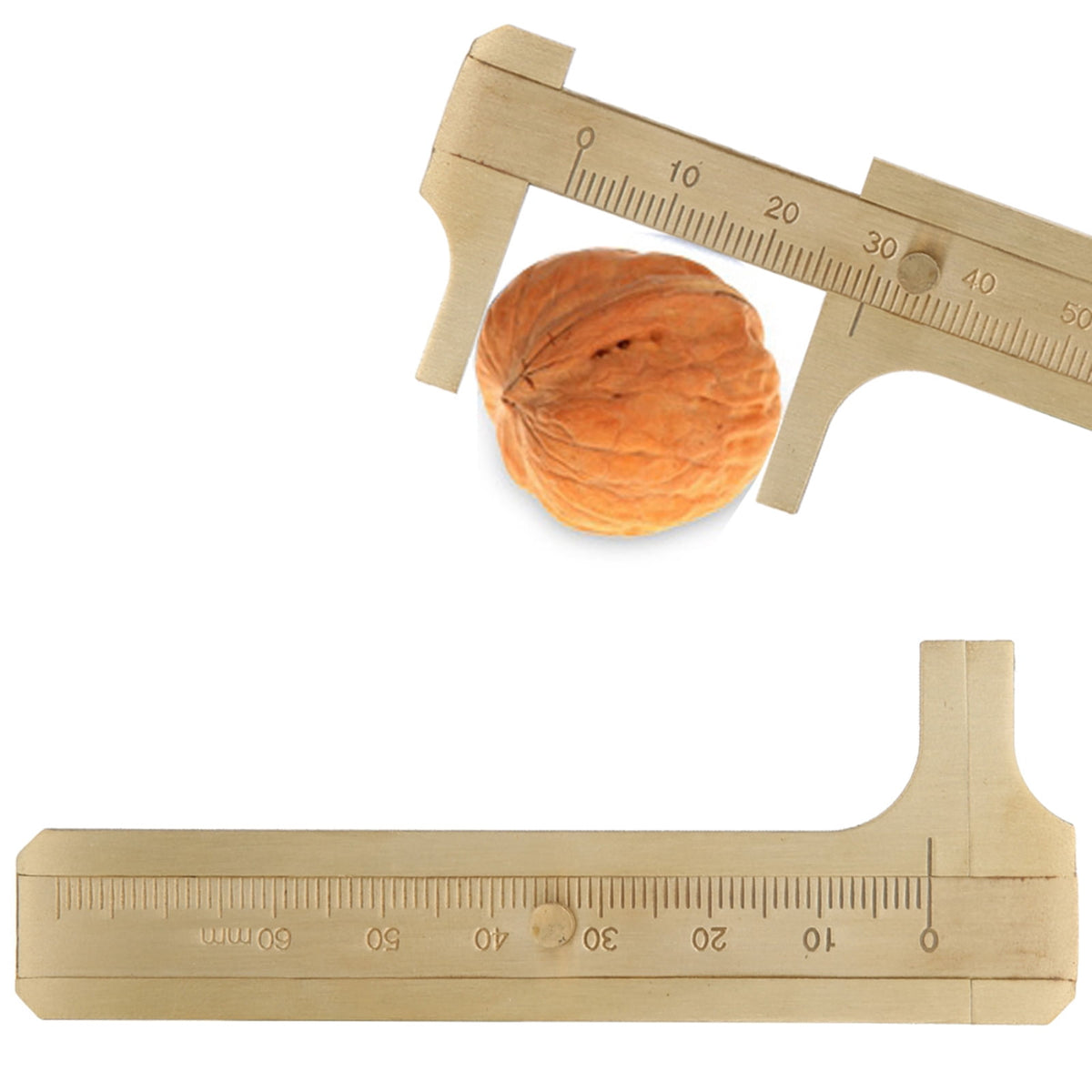 BIMZUC Brass Vernier Caliper 3.94 inches / 10 cm Pocket Measuring Tool for Jewelry Woodworking Crafts and Stones