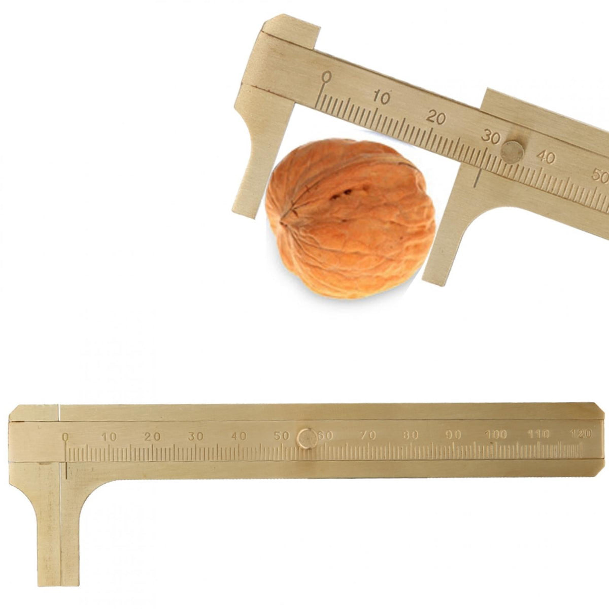 BIMZUC Brass Vernier Caliper 3.94 inches / 10 cm Pocket Measuring Tool for Jewelry Woodworking Crafts and Stones