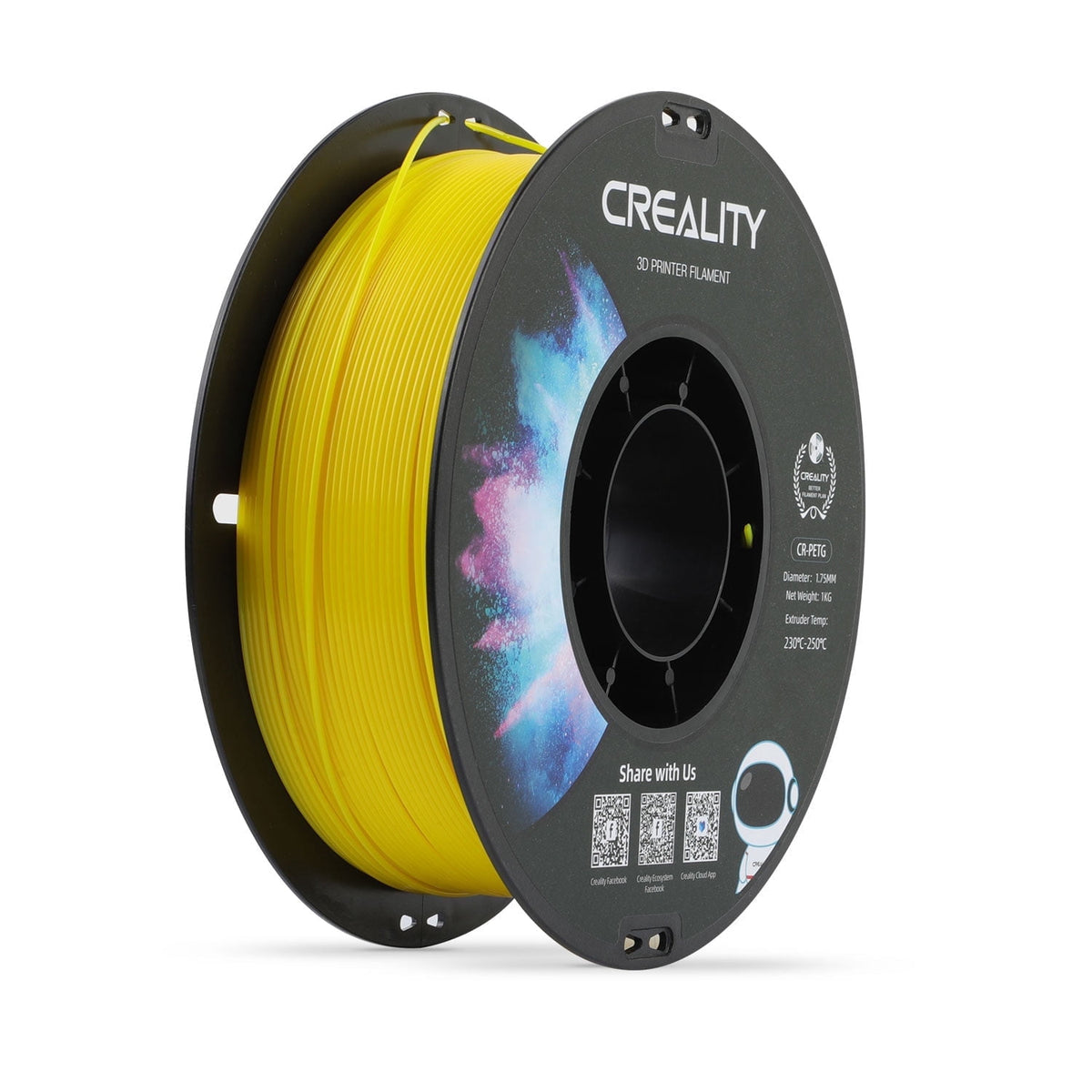 Creality 3D Printer Filament PETG Filament 1.75mm 2.2lbs Odorless Non-Toxic High Precision Strong Toughness Overhang Performance Accuracy +/-0.02mm, Transparent