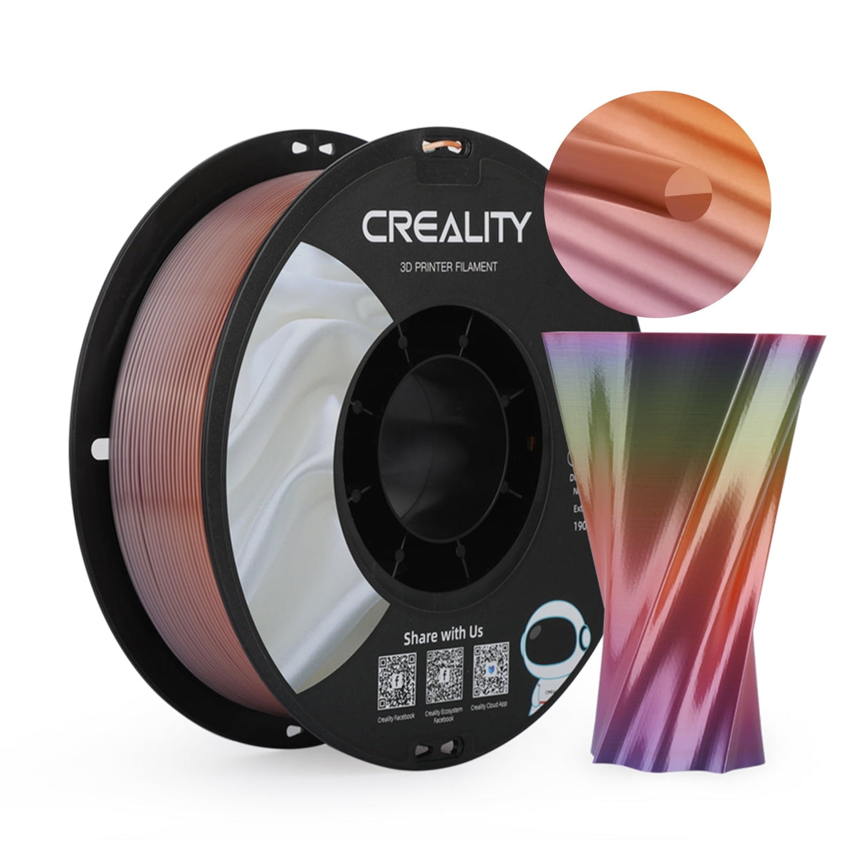 Creality 3D Printing Silk PLA Filament 3D Printer Gold Silver Shiny Filaments 1.75mm Neatly Wound Dimensional Accuracy +/- 0.03 mm Silk Smooth Printing 2.2lbs for Most 3D Printers