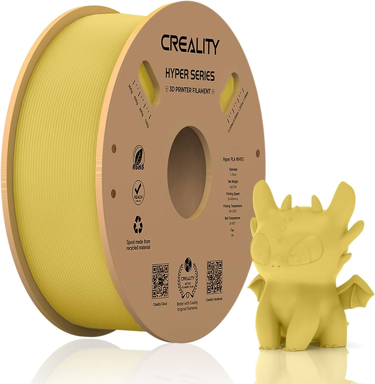 Creality Hyper PLA Filament 3D Printer Filament 600mm/s Higher Toughness High-Speed Printing Dimensional Accuracy +/- 0.03mm 1kg(2.2lbs) Compatible with Most 3D Printers, Red