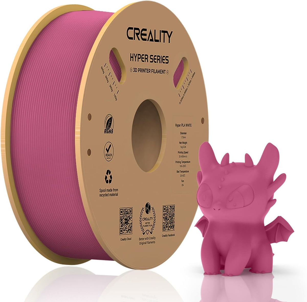Creality Hyper PLA Filament 3D Printer Filament 600mm/s Higher Toughness High-Speed Printing Dimensional Accuracy +/- 0.03mm 1kg(2.2lbs) Compatible with Most 3D Printers, Red
