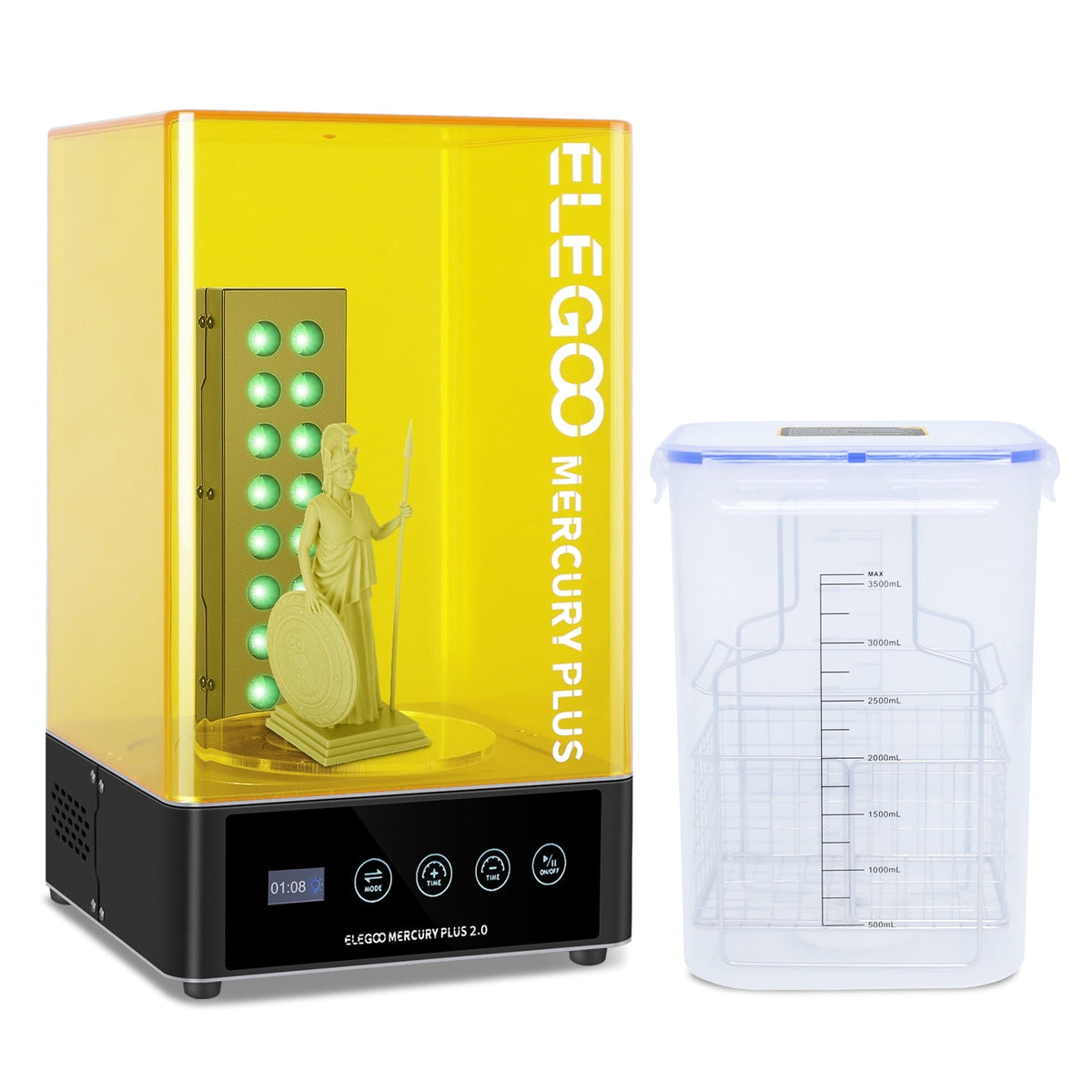 ELEGOO Mercury XS Bundle with Separate Washing and Curing Station for Resin 3D Printed Models Yellow