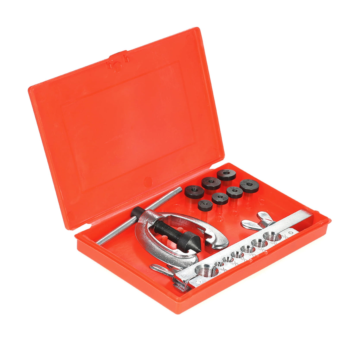 Professional 9-Piece Double Pipe Flaring Tool Kit Set with Hard Case for Heavy Duty Brake Line and Fuel Tube Repair, Fits 3/16 to 5/8 Inches / 4.7mm to 15.8mm Brass Copper Aluminum Pipes