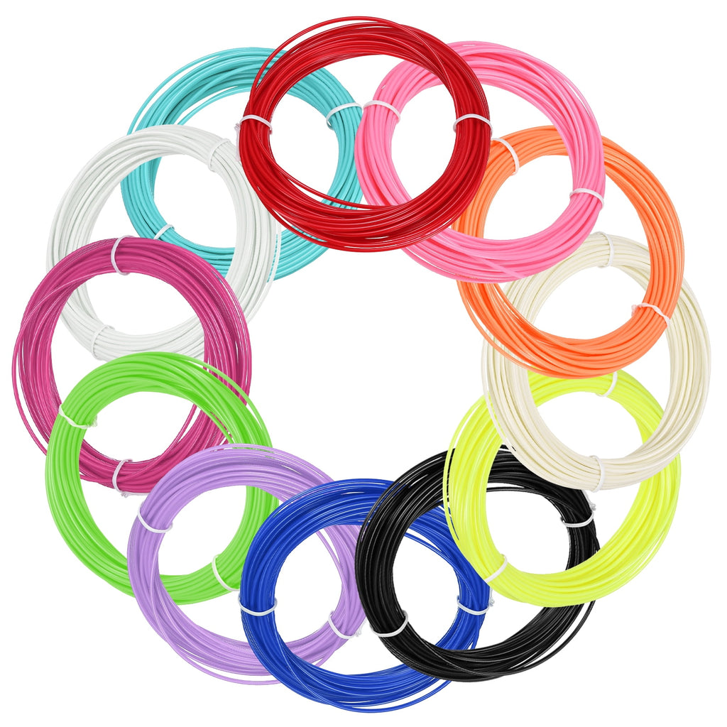 Uxcell 12 Colors ABS 3D Pen Printer Filament Refills, Each Color 16.4 Feet Total 197 Feet 1.75mm Printing Filament for Most 3D Printing Pens