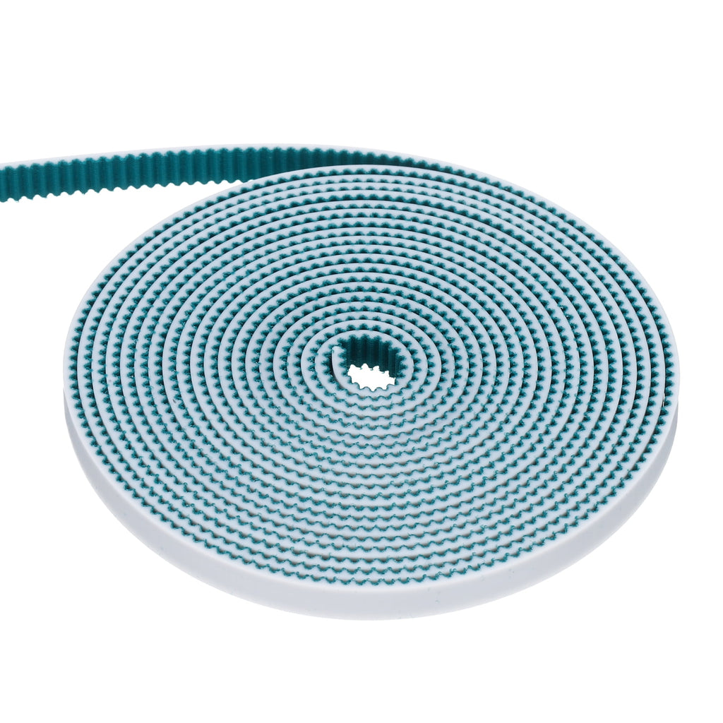 Uxcell PU Steel Cord 2GT Timing Belt Green Cloth Teeth 6x2000mm 2mm Pitch 2mm Thick White Open Loop Pulley Timing Belt for 3D Printer