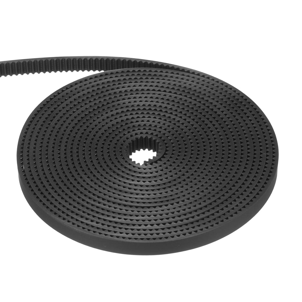 Uxcell Polyurethane PU Fiber Cord 2GT Timing Belt 6x2000mm 2mm Pitch 2mm Thick Black Open Loop Pulley Timing Belt for 3D Printer