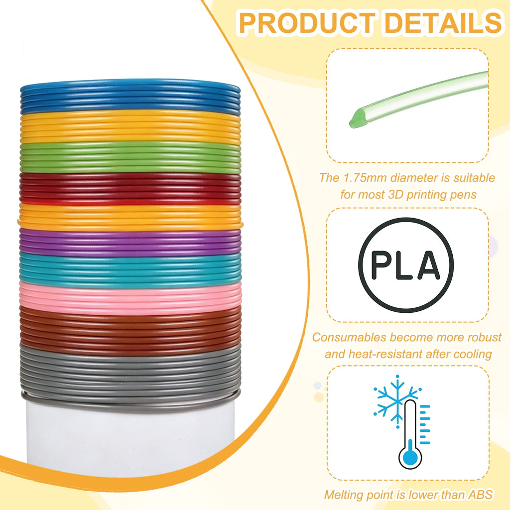 Uxcell 3D Pen Filament 6Pcs 1.75mm Total Length 196.8 Feet Transparent Green PLA, 3D Pen Filament Refills Low Warping, for Creating Pictures Printed Model Printing Pen