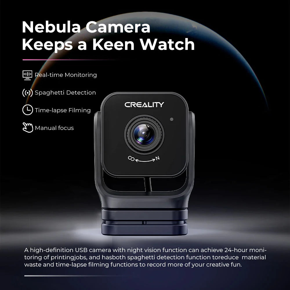 Creality Official 3D Printer Nebula Camera Night Vision Function Remote Monitoring WiFi Connection Auto Generate Time-lapse Photography Live Camera 24-Hour 3D Print Monitoring for 3D Printer Ender-3