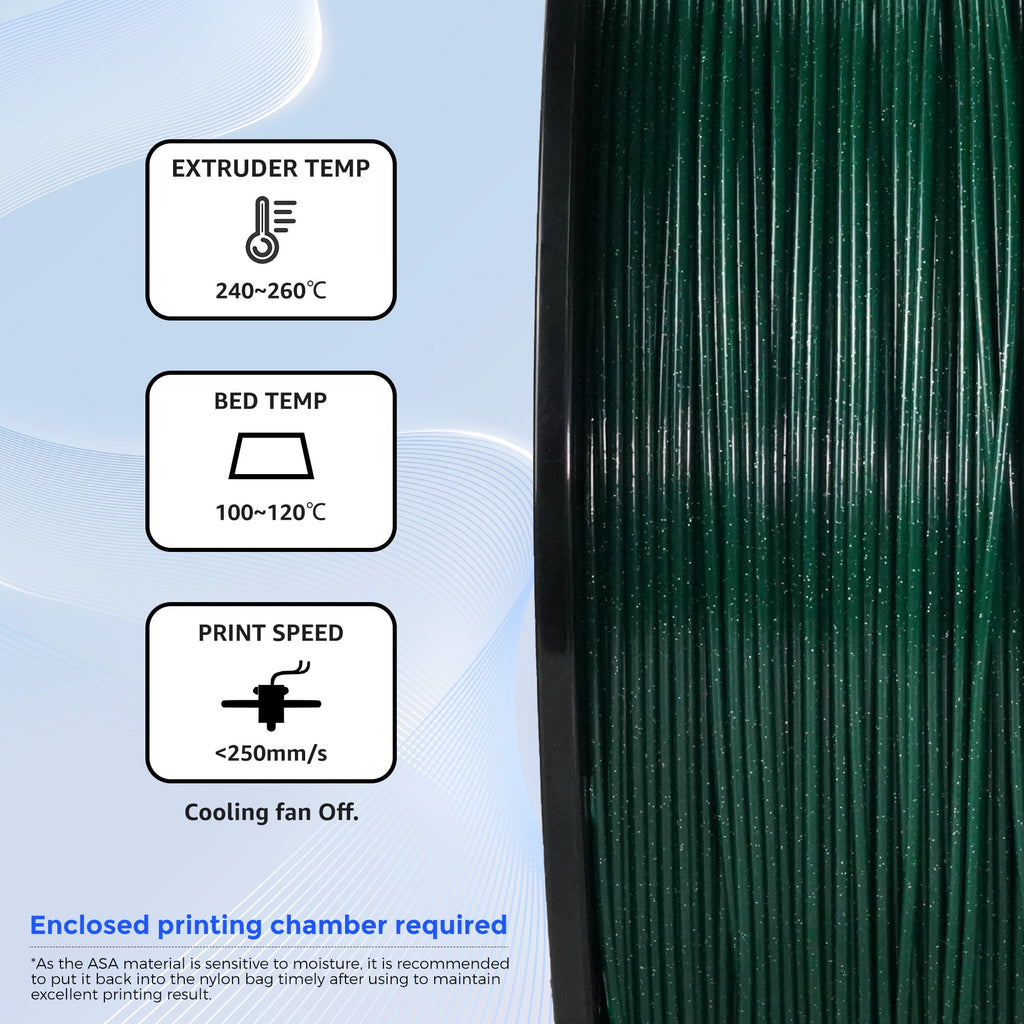 Flashforge ASA Filament 1.75mm, 1KG/2.2lbs ASA 3D Printer Filament, Burnt Titanium