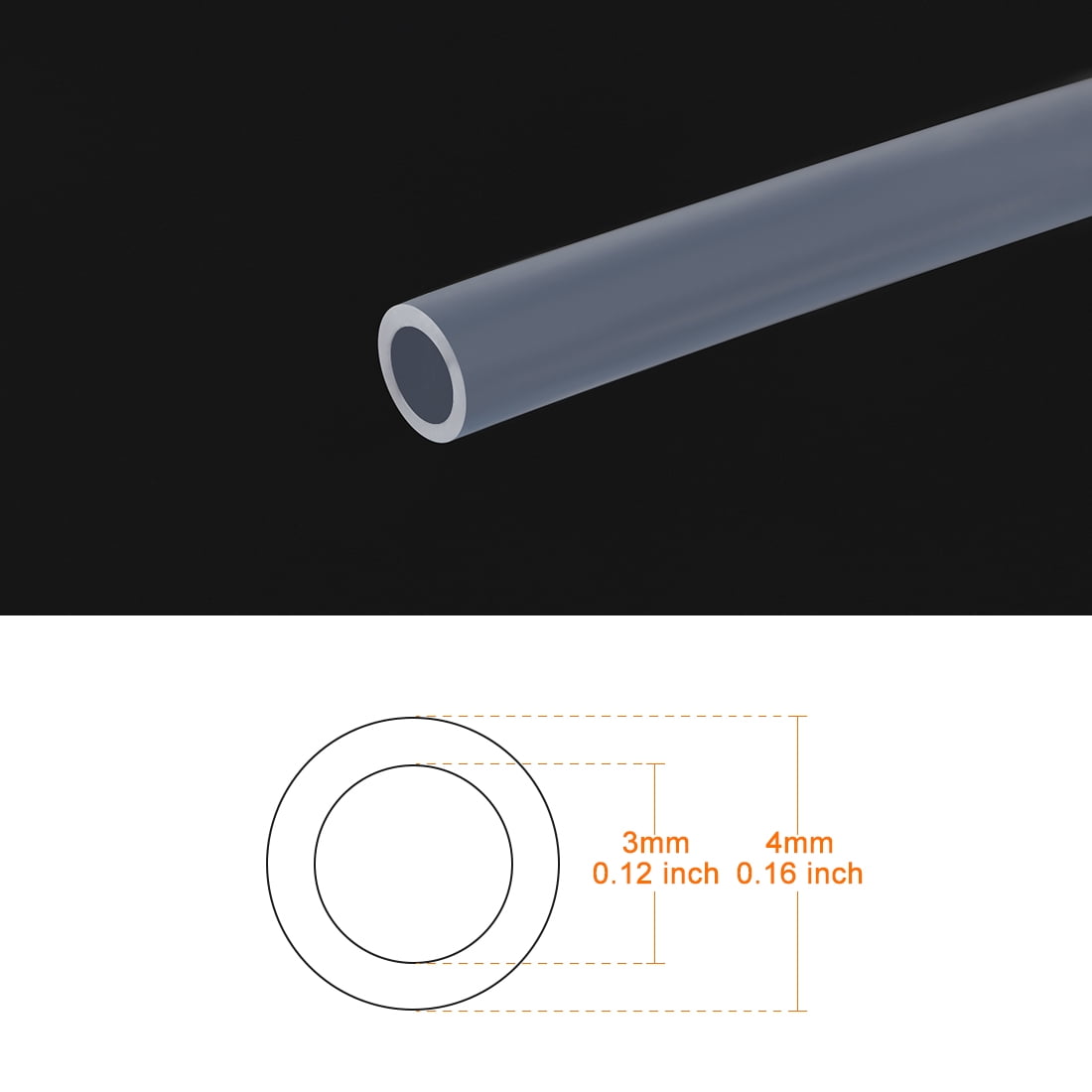 Uxcell 3mm ID 4mm OD Tube Pipe 2 Meter 6.56ft Lengh For 3D Printer RepRap