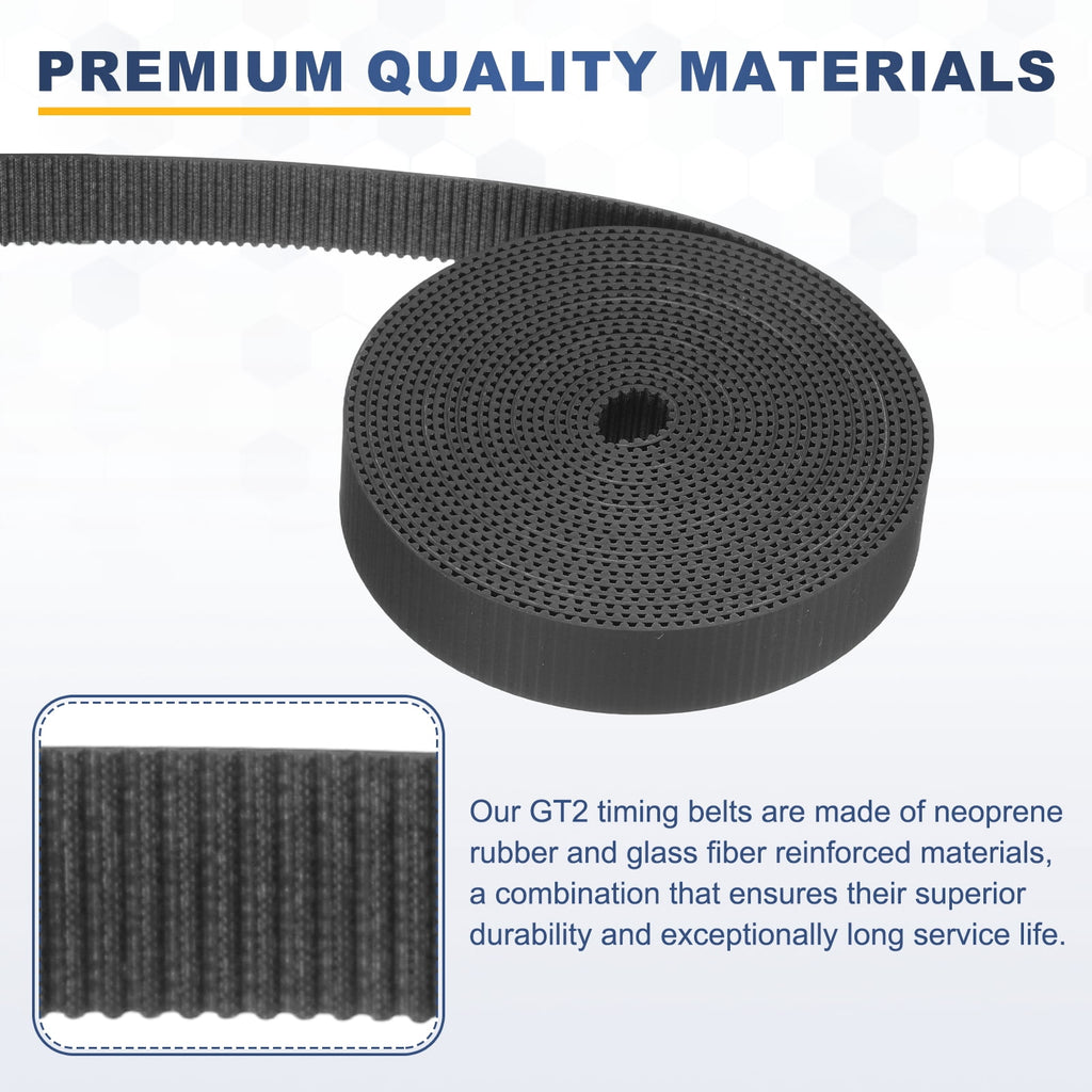 Uxcell Dustproof Rubber 2GT Timing Belt 15x2000mm 2mm Pitch 1.5mm Thick Black Open Loop Pulley Timing Belt for 3D Printer