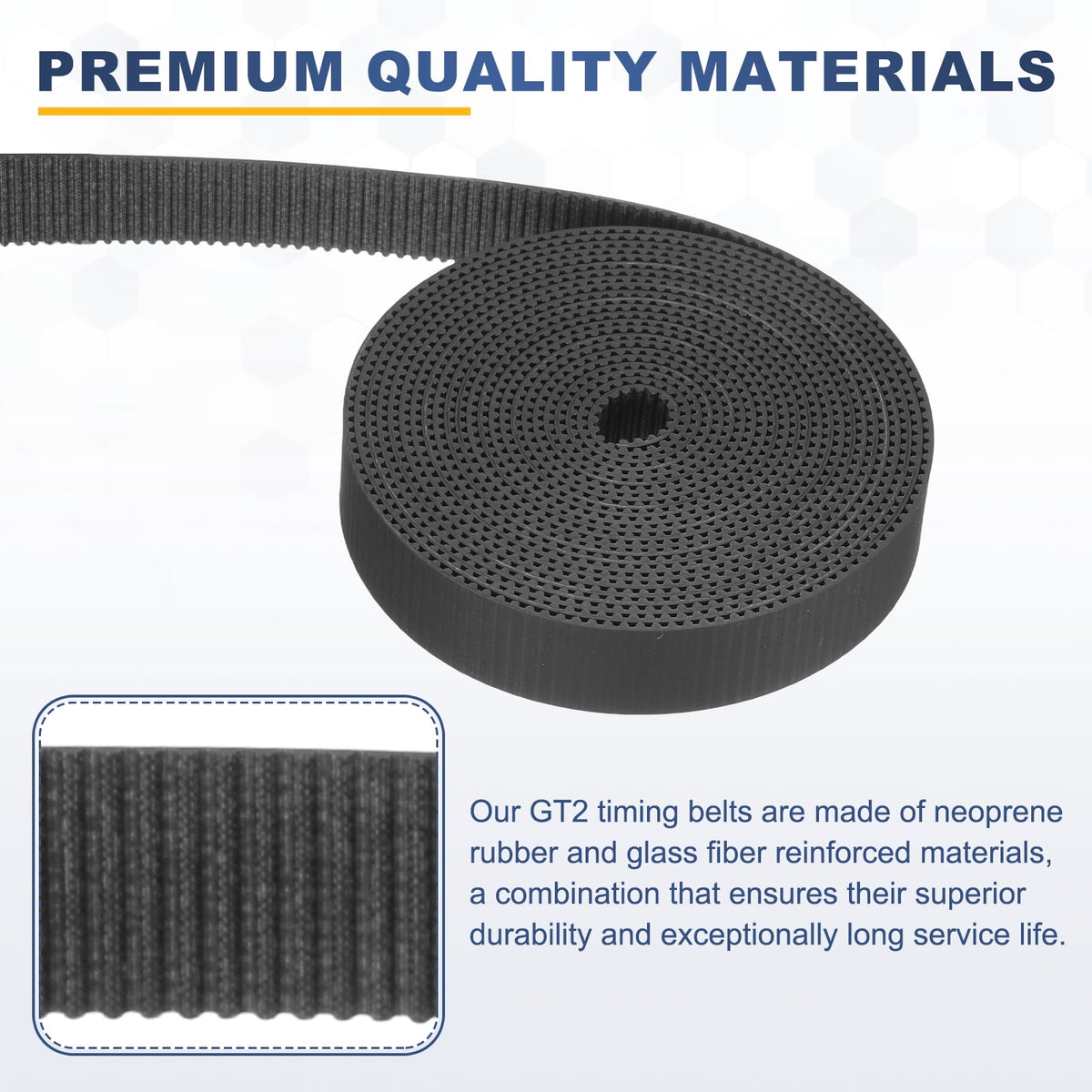 Uxcell Dustproof Rubber 2GT Timing Belt 15x2000mm 2mm Pitch 1.5mm Thick Black Open Loop Pulley Timing Belt for 3D Printer