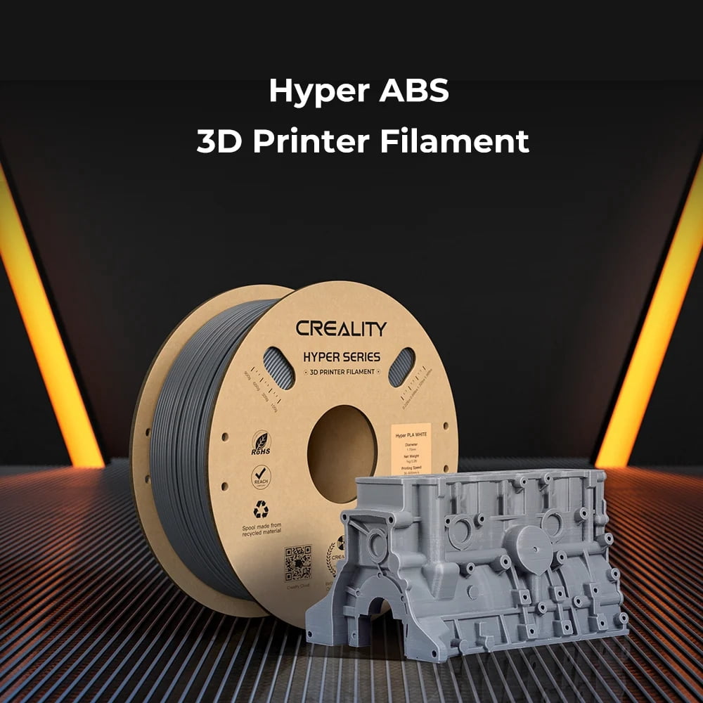 Creality Hyper ABS Filament 3D Printer Filament 1.75mm 350mm/s High-Speed Printing Dimensional Accuracy ± 0.05 mm 2.2lbs Compatible with Most 3D Printers, White
