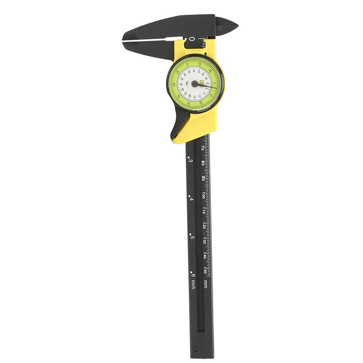 0-150mm Plastic Dial Vernier Caliper Ruler Gauge Roofessional Measure Tool (Yellow)