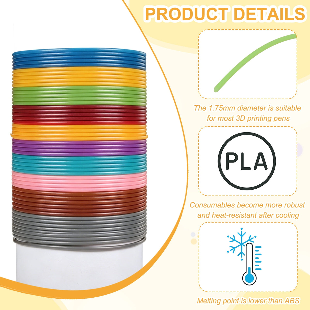 Uxcell 3D Pen Filament 3Pcs 1.75mm Total Length 196.8 Feet Green PLA, 3D Pen Filament Refills Low Warping, for Creating Pictures Printed Model Printing Pen