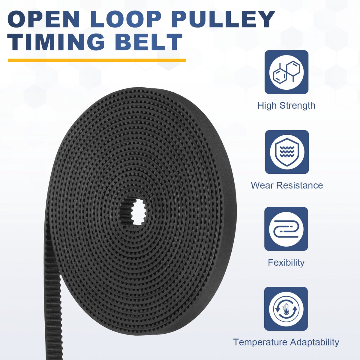 Uxcell Rubber 2GT Timing Belt 6x2000mm 2mm Pitch 2mm Thick Black Open Loop Pulley Timing Belt for 3D Printer