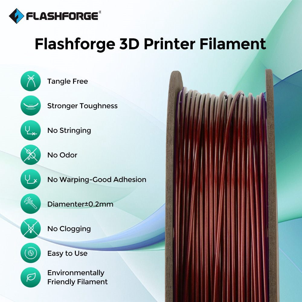 Flashforge PETG Filament 1.75mm, 1KG/2.2lbs PETG 3D Printer Filament, Black