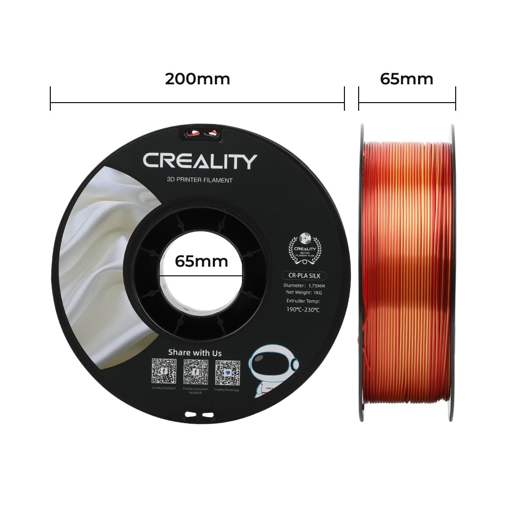 Creality 3D Printing Silk PLA Filament 3D Printer Gold Silver Shiny Filaments 1.75mm Neatly Wound Dimensional Accuracy +/- 0.03 mm Silk Smooth Printing 2.2lbs for Most 3D Printers