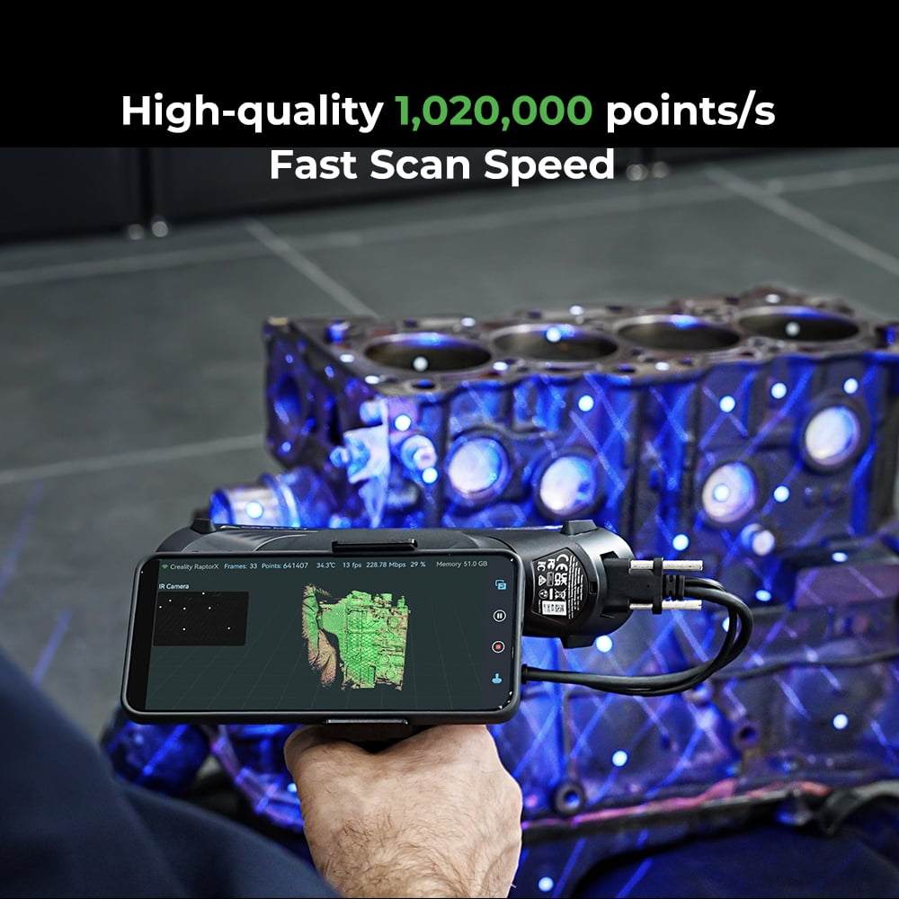 Creality Raptor X Wireless 3D Scanner Portable 1,020,000 points/s Fast Scan Speed with 24-bit Full-Color Scanning