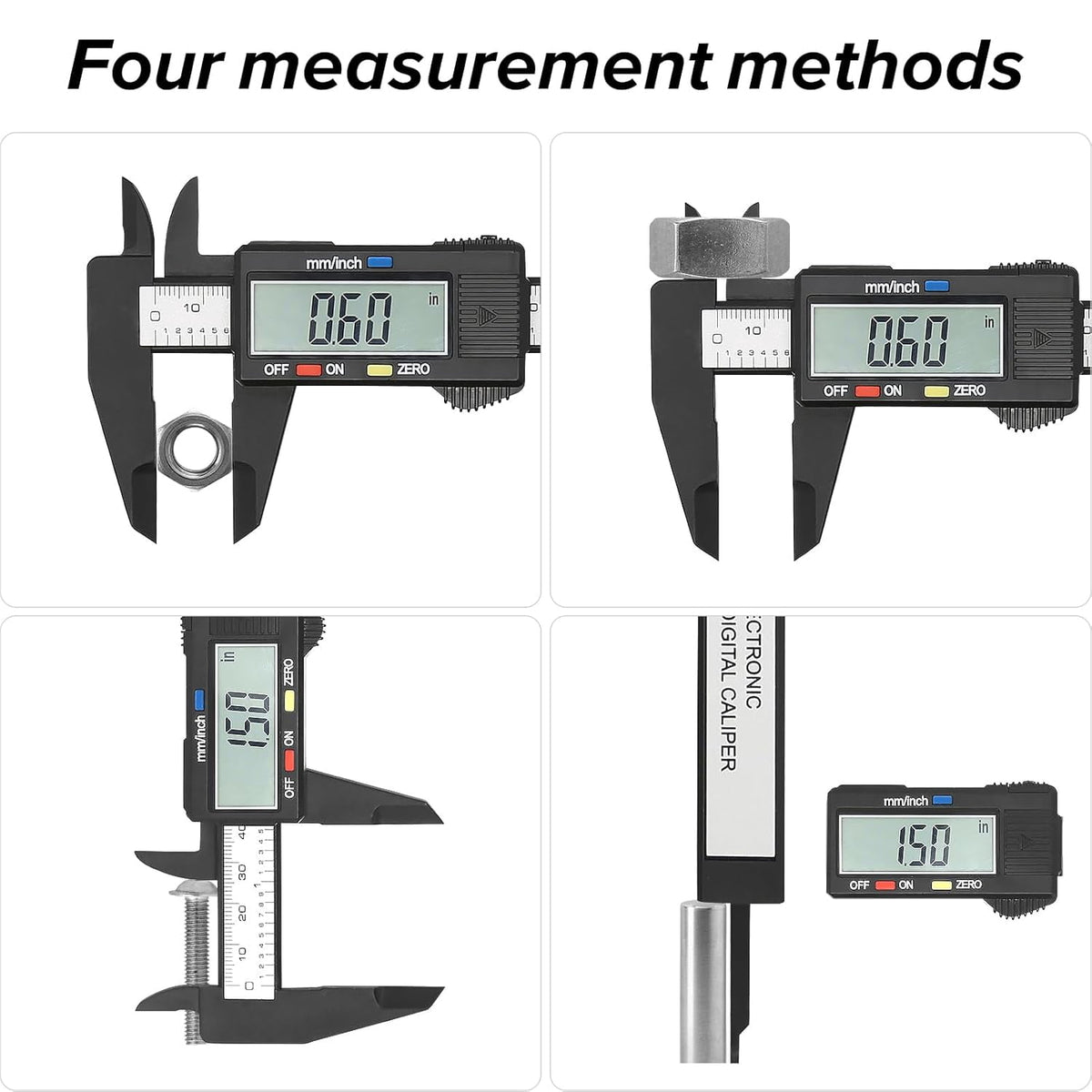 KASIU Electronic Digital Caliper,Plastic Vernier Caliper,Caliper Measuring Tool with "/Millimeter Conversion,Extra Large Lcd Screen,0-6 "/0-150 Mm,Auto Off Featured Micrometer Ruler