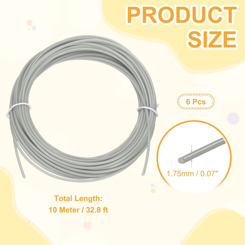 Uxcell 3D Pen Filament 6Pcs 1.75mm Total Length 196.8 Feet Gray PLA, 3D Pen Filament Refills Low Warping, for Creating Pictures Printed Model Printing Pen