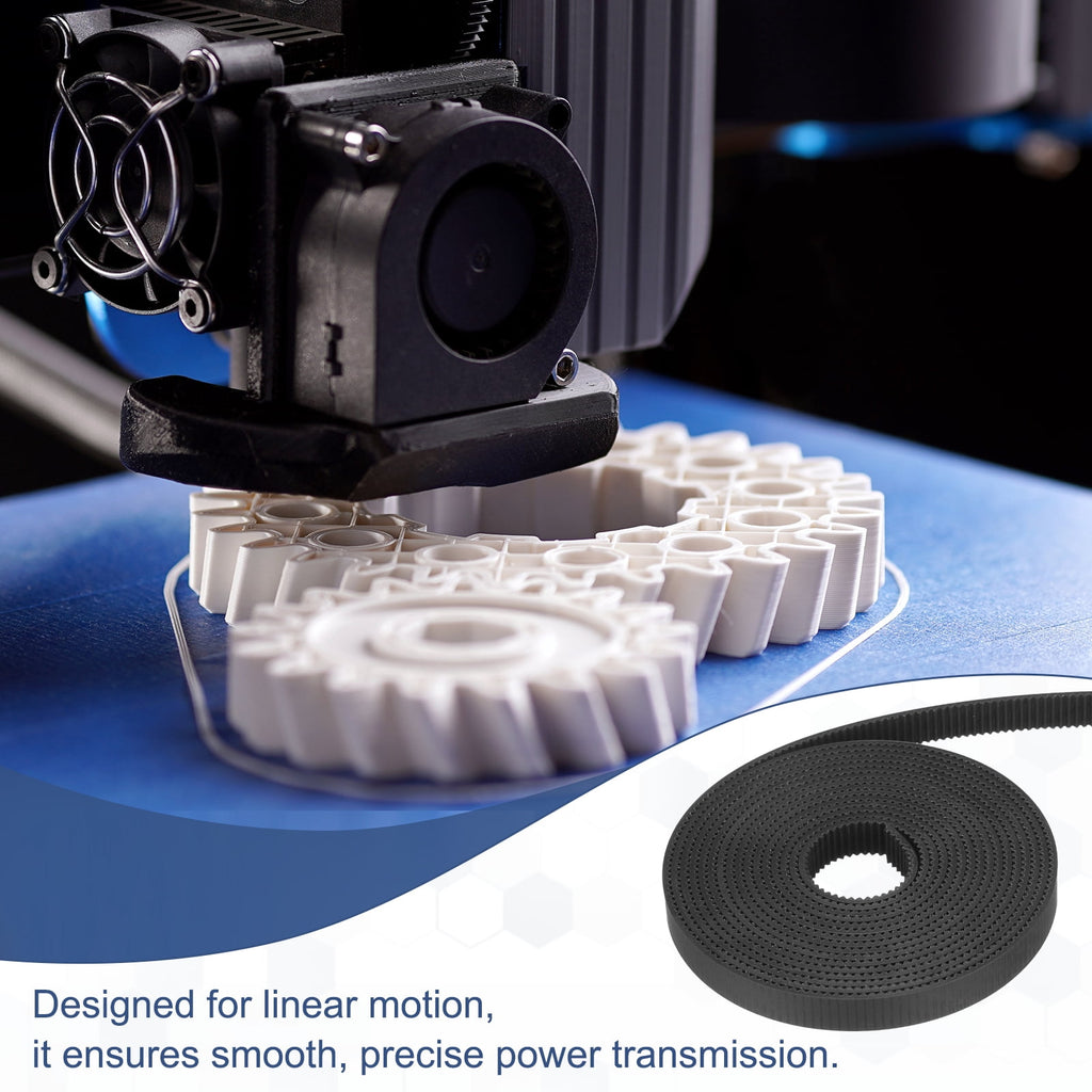 Uxcell PU Steel Cord 2GT Timing Belt Black Cloth Teeth 10x2000mm 2mm Pitch 2mm Thick White Open Loop Pulley Timing Belt for 3D Printer