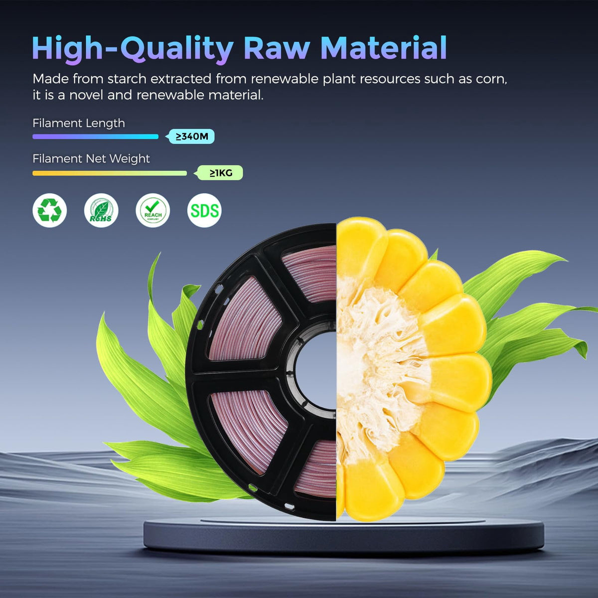 Flashforge PLA Filament 1.75mm, 1KG/2.2lbs PLA 3D Printer Filament, Blue
