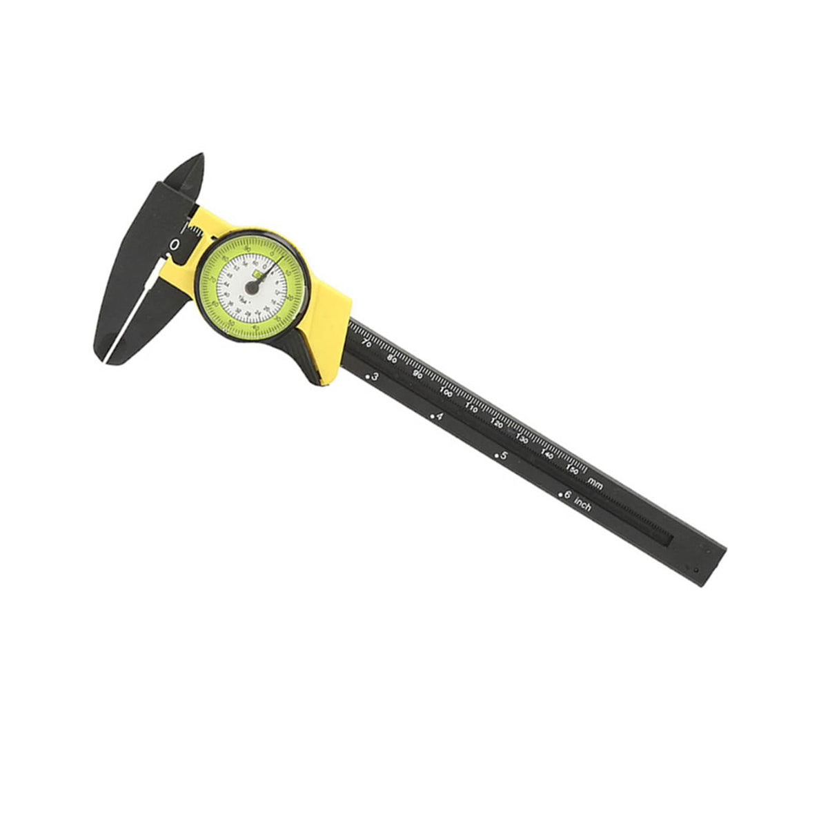 0-150mm Plastic Dial Vernier Caliper Ruler Gauge Roofessional Measure Tool (Yellow)