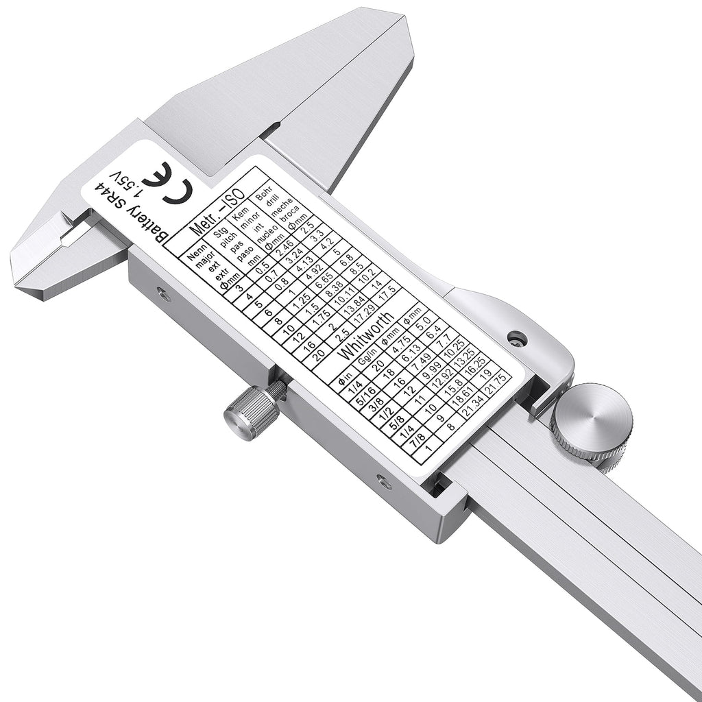 Neoteck 8" Electronic Digital Vernier Caliper LCD Stainless Steel + Feeler Gauge LCD Display
