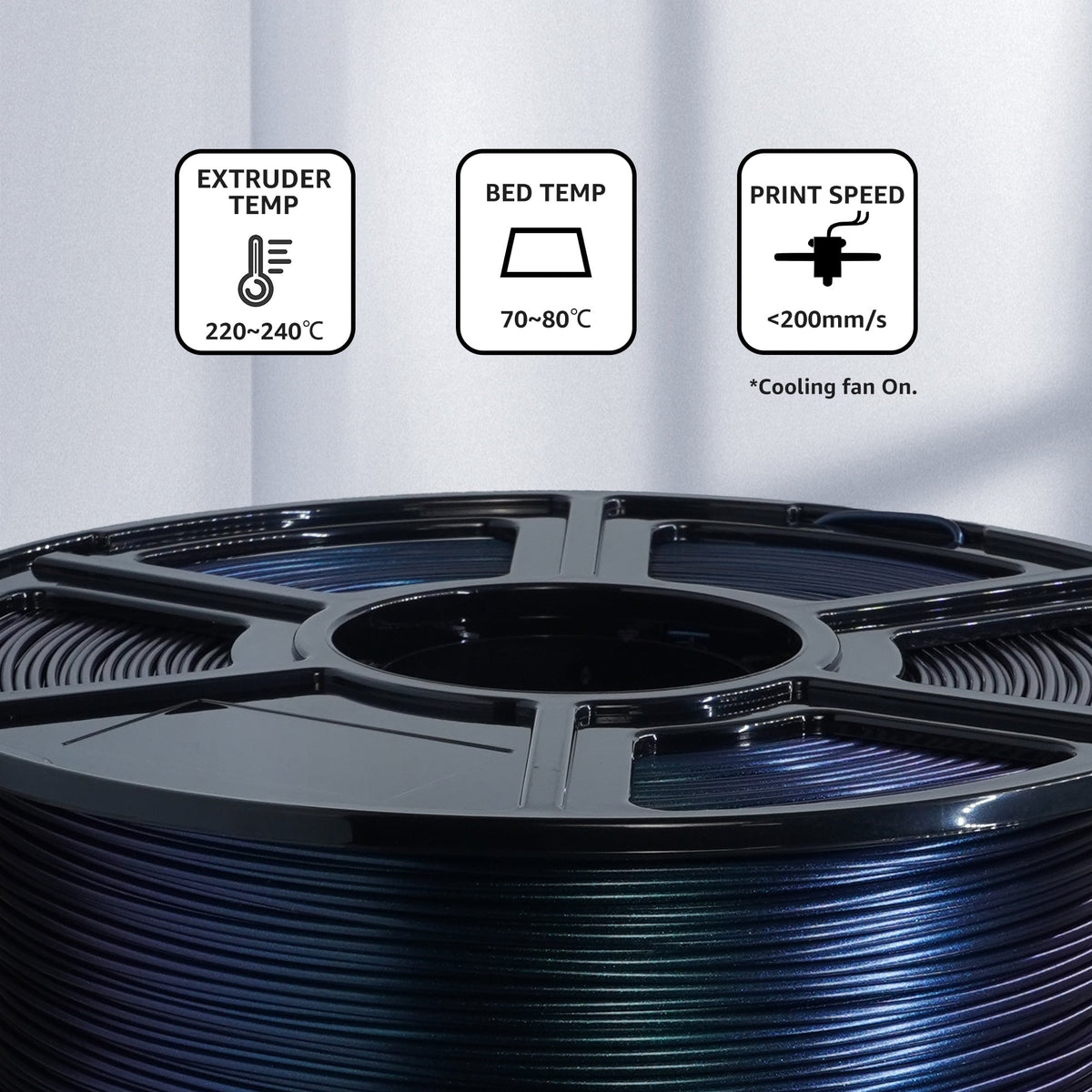 Flashforge PETG Filament 1.75mm, 1KG/2.2lbs PETG 3D Printer Filament, Black